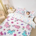 thumbnail image 2 of Metsweet Sweet Unicorn Duvet Cover Queen, Cartoon Bow Flowers Queen Bedding,3-Piece,1 Duvet Cover and 2 Pillowcases, 2 of 6