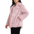 thumbnail image 4 of Abrigo de piel sintética para mujer INSPIRE CHIC, abrigo de invierno con mangas largas y solapa, color rosa, 4 of 6