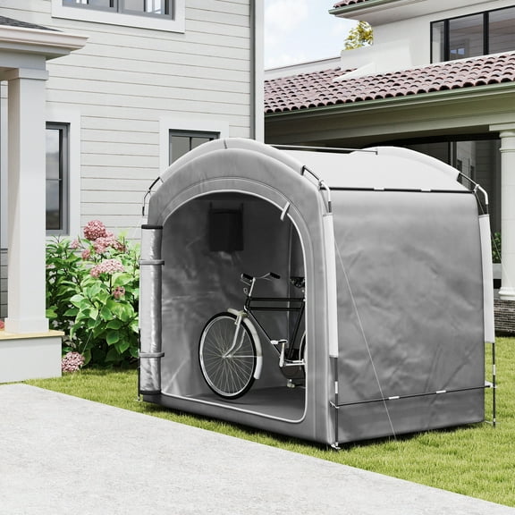 Outsunny Bike Storage Shed Tent, Portable and Waterproof with 210D Oxford Fabric and Carry Bag for 3-4 Bicycles, Dark Gray