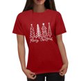 thumbnail image 1 of Puntoco Blusa informal de cuello redondo con estampado navideño para mujer, 1 of 4