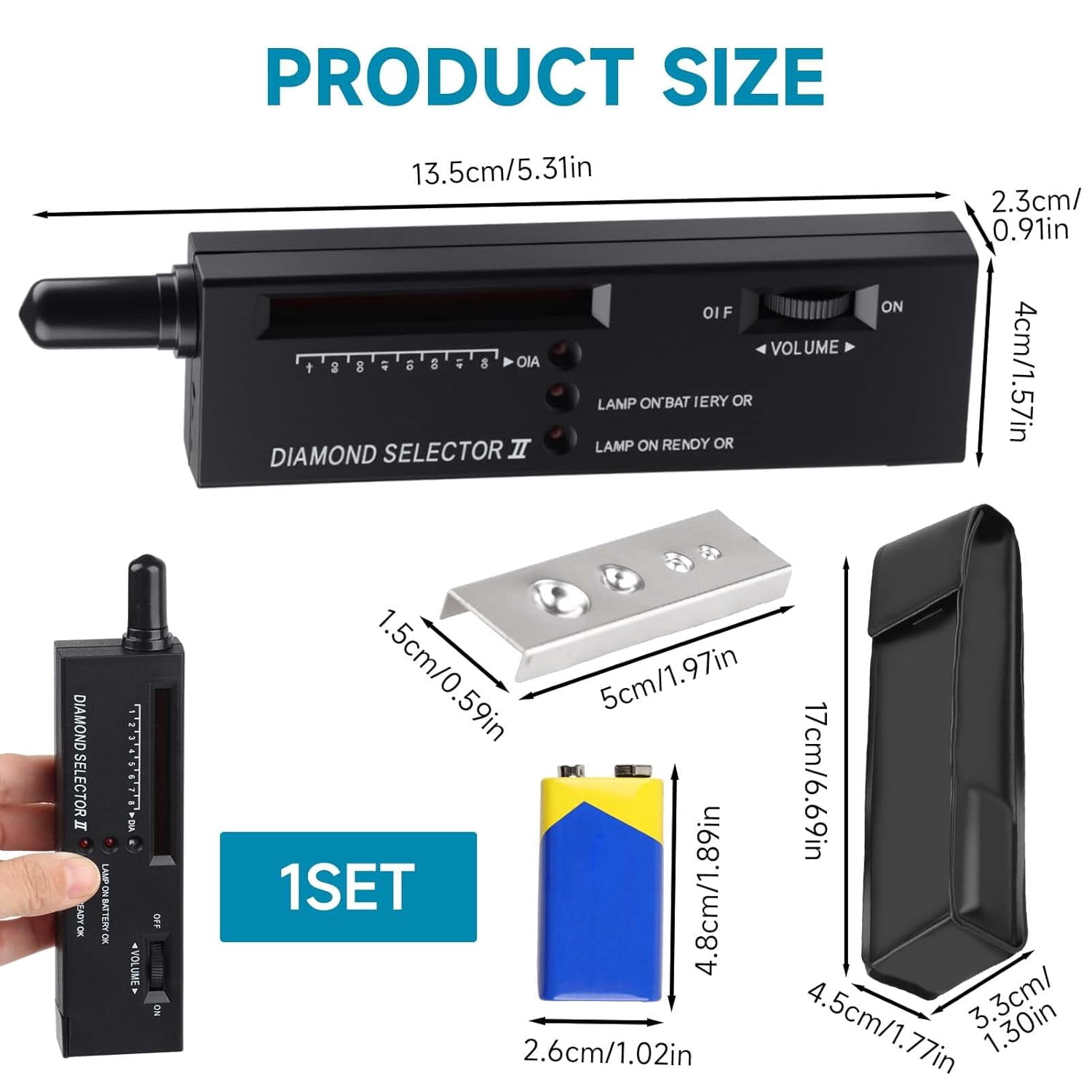 Portable Electronic Diamond Tester Pen, Professional Moissan Diamonds Tester High Accuracy Electronic Jewelry Detector for Jade Crystal Ruby Sapphire Agate Multi Gemstone Precious Includes Battery