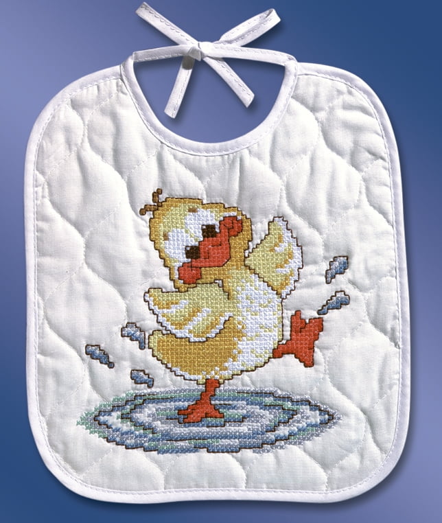 Just Ducky Bib Stamped Cross Stitch Kit-9.5'X11'