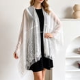 thumbnail image 2 of Lumtrix Women Lace Shawls and Wraps for Evening Dress Elegant Soft Sheer Scarf Wedding Bridal Scarf Formal Dress Fringe Lace Cover UP Complexion One Size, 2 of 6