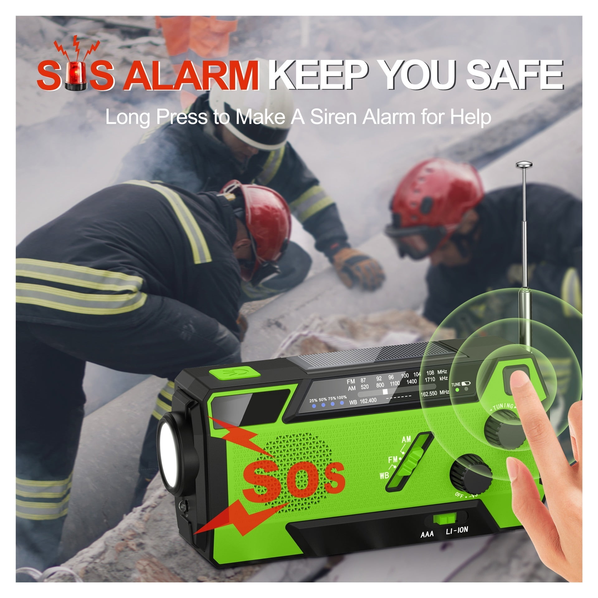 Outdoor Disaster Prevention Radio Multi-function Hand-crank Radio Portable Solar Radio ,Listen Anytime, Anywhere