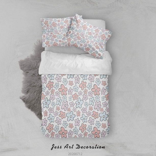 3D Fresco Abstracto Floral Patrón Funda de edredón Set Ropa de Cama Set Funda Nórdica