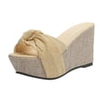 thumbnail image 2 of Zapatos informales con punta abierta y tacón inclinado con lazo para mujer, zapatillas sólidas, cómodas sandalias con plataforma, zapatos Wmkox8yii hj789, 2 of 6