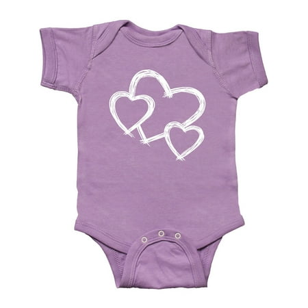 

Inktastic Three White Hearts Gift Baby Boy or Baby Girl Bodysuit