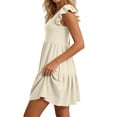 thumbnail image 4 of Uootdi Robes d'Été pour Femmes à Col en V, Manches à Volants, Ourlet à Volants, Robes Douces et Confortables, Coupe Décontractée, Mini Robes, Tenue de Vacances, Cadeau, 4 of 6