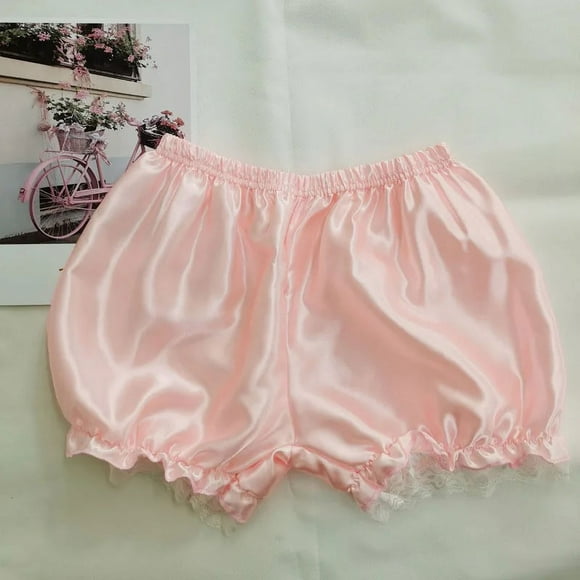 Women Lace Short Panties Imitation Silk Ruffle Bloomers Anti Exposure Safety Pants Lolita Satin Knickers Shorts Dress Pettipant