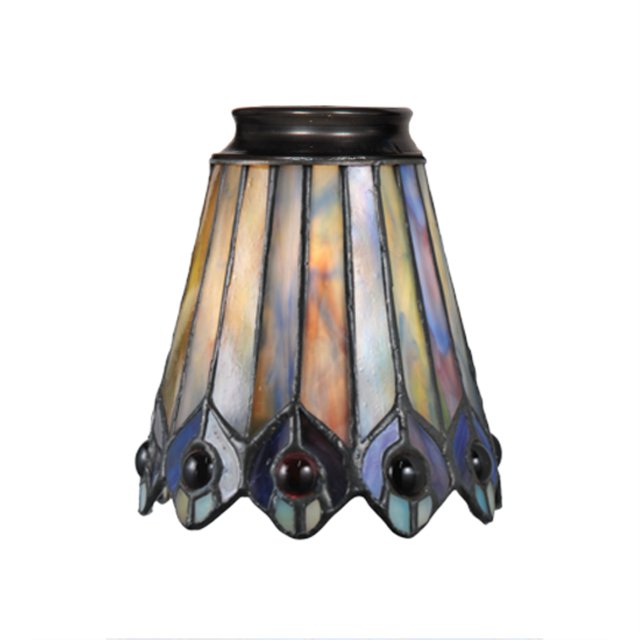 Pantalla de luz de abanico con diseño de pavo real enjoyado Tiffany de 4" de ancho MEYDA 27474
