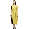 thumbnail image 3 of Bimba Womens Long Rayon Side Pannels Kaftan With Belt Designer Cover Up Caftan Maxi Night Dress, 3 of 5