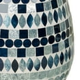 thumbnail image 2 of Mosaic Sea Wastebasket Multi Jewel, Laser-cut, Hand-cut, Stripes in Blue, Sapphire, and Aqua mist Hues on a Natural Clay 10 Inches High, 2 of 5