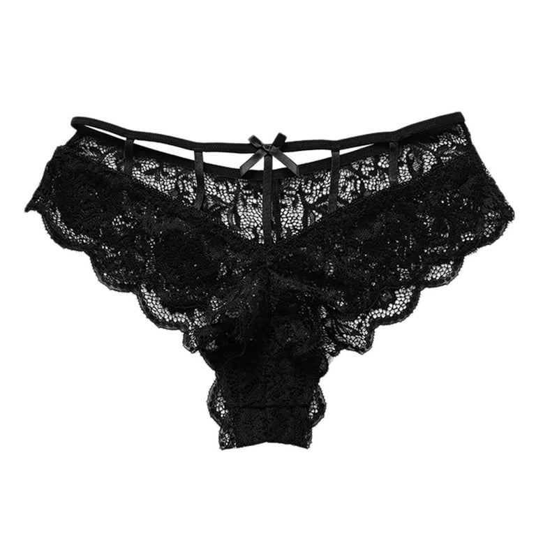 LEEy-world Lingerie for Women Womens Underwear Cotton Bikini Panties Lace  Soft Hipster Panty Ladies Stretch Full Briefs,Black 