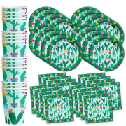 Cactus Birthday Party Supplies Set - Fiesta Party - Southwest Party - Cactus Bridal Shower - Cactus Baby Shower - | Tableware Set Includes Plates, Napkins and Cups Kit for 16