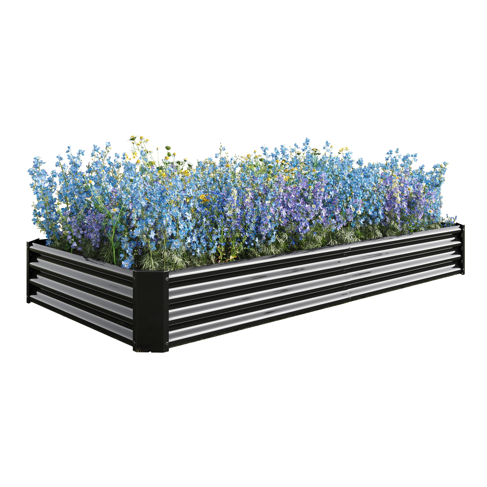 BARONAGE Raised Garden Bed Kit - Metal Raised Bed Garden 8 x 4 x 1ft for Flower Planters, Vegetables Herb Black