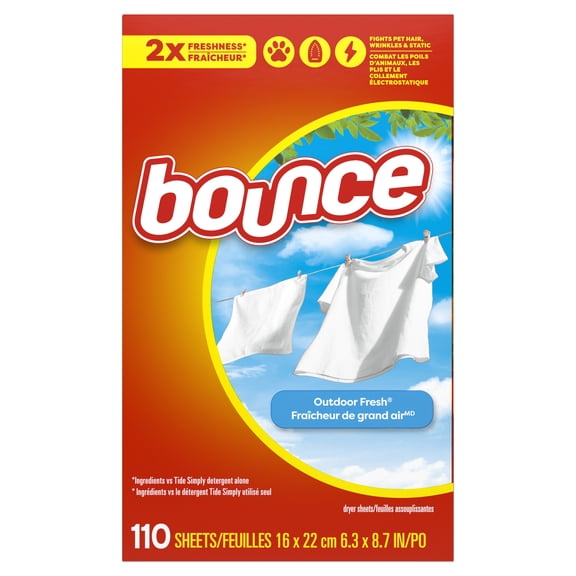 Bounce Dryer Sheets, Outdoor Fresh Scent, 110 Count