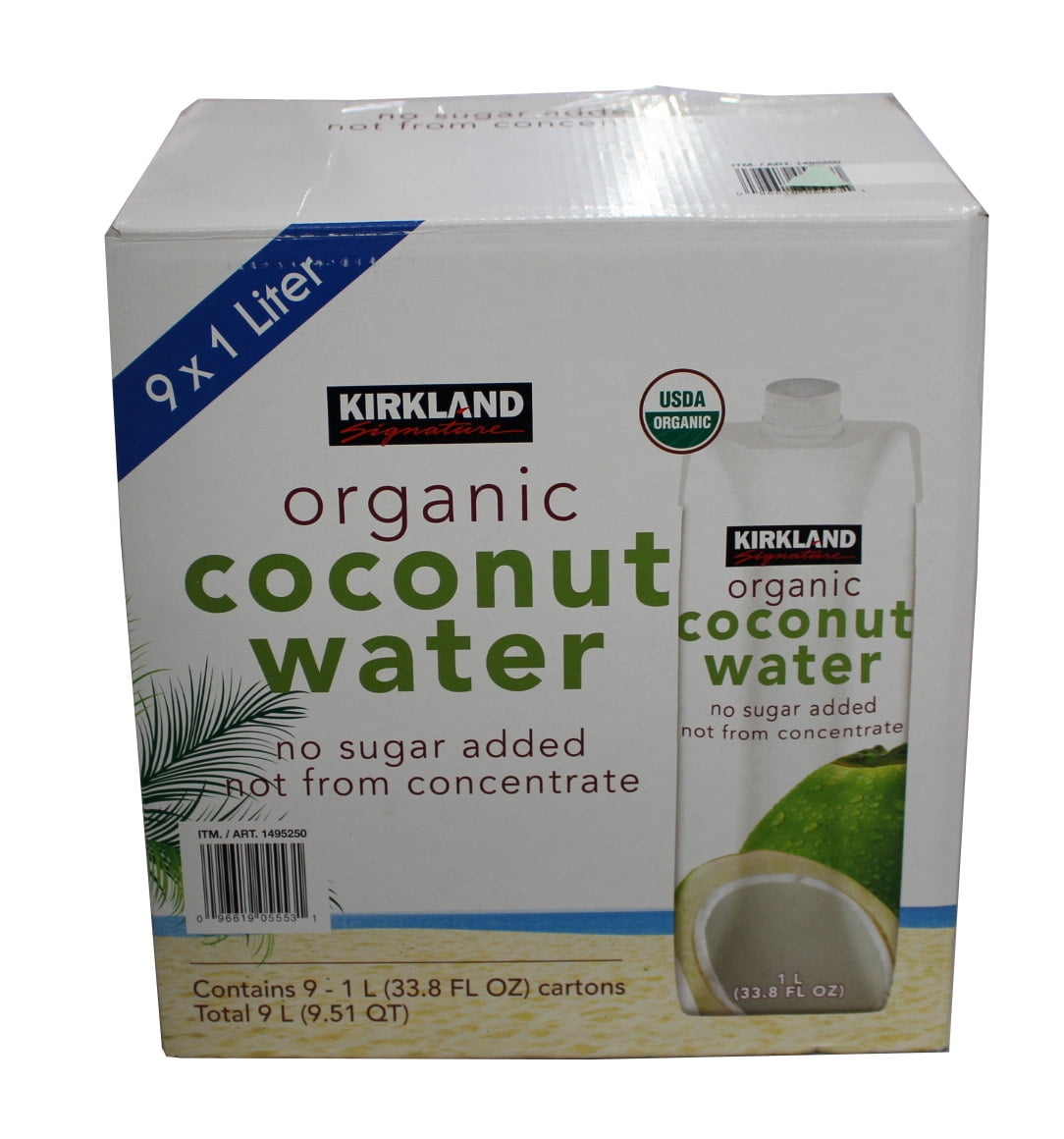 Kirkland Signature Organic Coconut Water 33.8 Ounce (Pack of 9