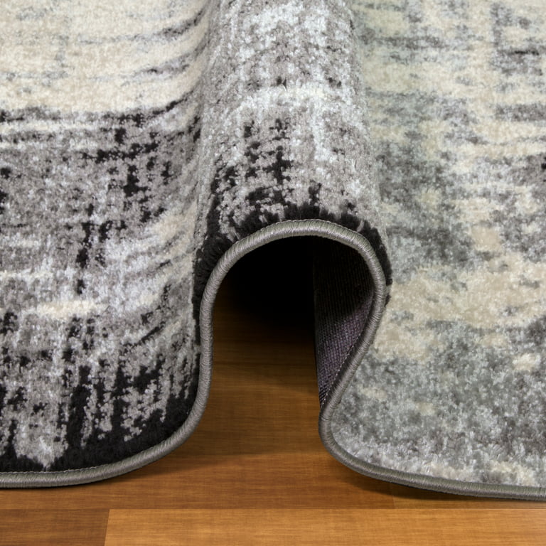 Leick Home Zielle Area Rug in Watercolor Gray with Rug Pad 5-Ft-3-In x 7-ft-7-in