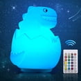 thumbnail image 1 of (1 paquete) Luz nocturna LED para niños, luz nocturna de dinosaurio de silicona, lámpara de dinosaurio con enchufe eléctrico, 16 colores, recargable, luz con control remoto para cumpleaños, Halloween,, 1 of 5