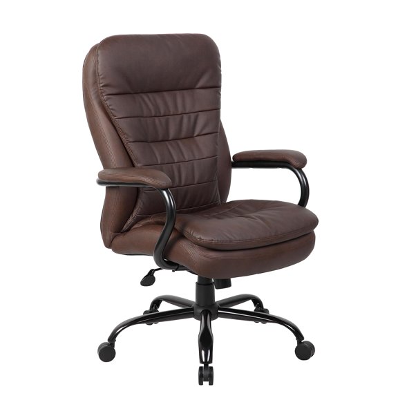 Bowery Hill 20.5" Faux Leather Adjustment Office Chair in Bomber Brown