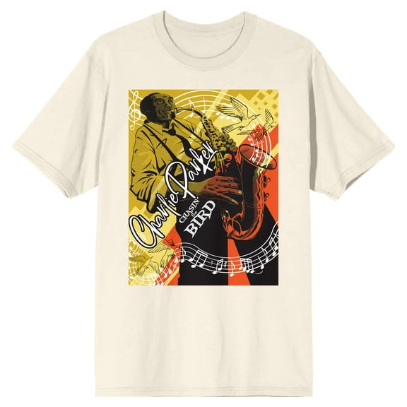 Charlie Parker Playing Saxaphone Chasin' the Bird Men's Natural Short Sleeve Tee-Medium