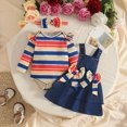 thumbnail image 2 of UAYOTSE Baby Girl Outfits Long Sleeve Top Plaid Suspender Skirt Floral Dress Headband Baby Clothes Size 3-6 Months, 2 of 6