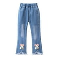 thumbnail image 5 of Gubotare Girls Pants Slim Girls Wide Leg/Flare Jeans Embroidery Print Denim Pants with Pockets Casual for Kids Size 10-11 (Red,10-11 Years), 5 of 5