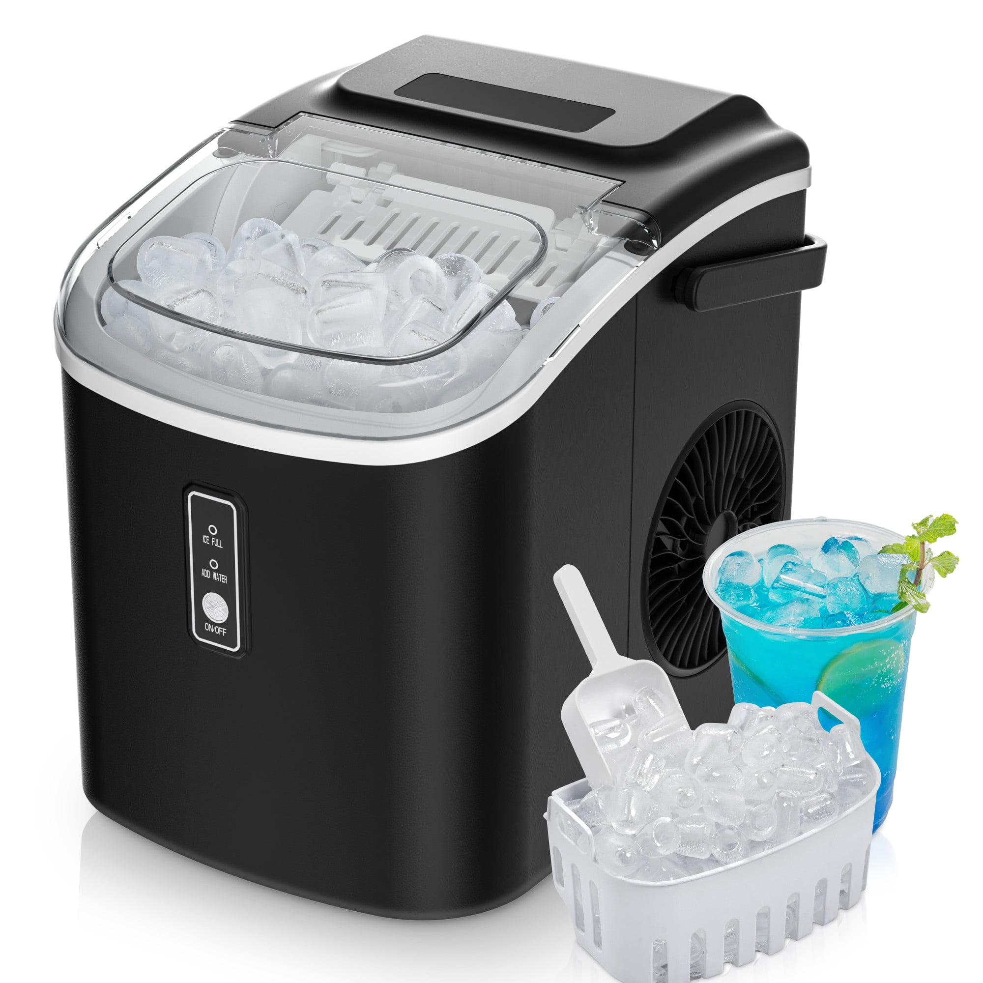 EUHOMY Countertop Ice Maker 26 lbs/Day Portable Self-Cleaning, 9 Bullet Ice in 6 Min, Black