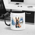 thumbnail image 3 of Hello Winter Belgian Malinois Welcome Snowy Night Watercolor Vintage 11oz Accent Two-tone Mug Sheepdog Dog Lover Gifts Coffee Tea Cup - 01011, 3 of 5