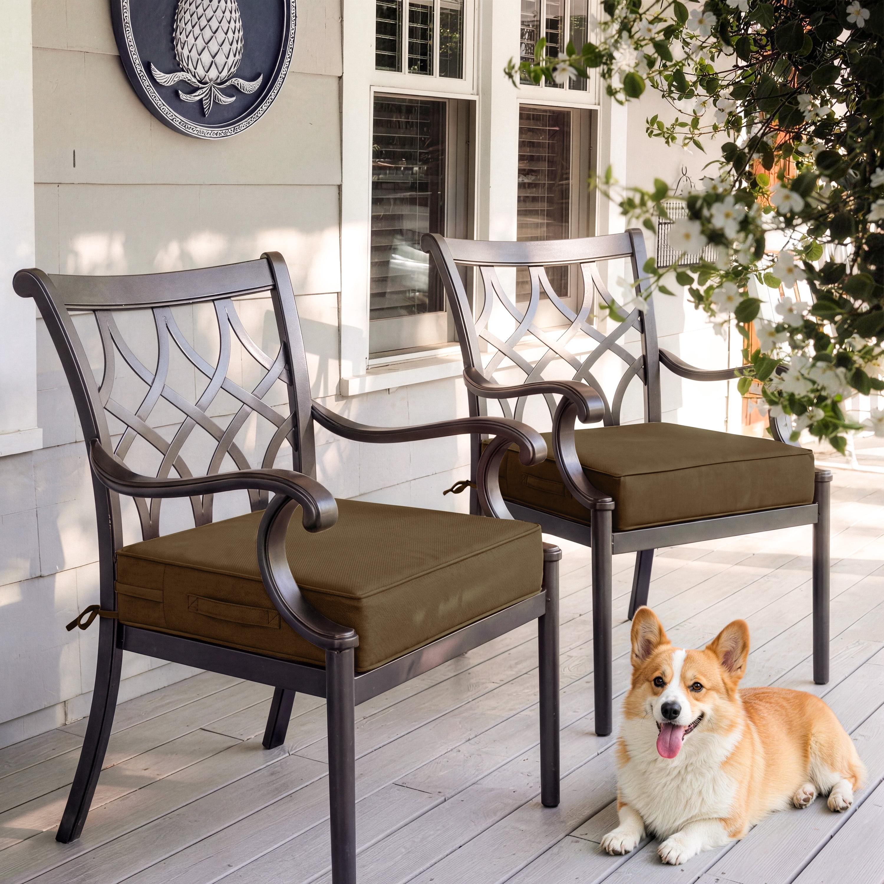 Kimunuk 4Pcs Outdoor Slipcovers for Chair Cushions , 19" x 19" Replacement Waterproof Non-Slip Patio Seat Cushion Covers with Handle,Chocolate