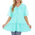 thumbnail image 4 of Mittory Women's Plus Size Summer Tops Short Sleeve Lace Pleated Blouses Tunic Tops, 4 of 8