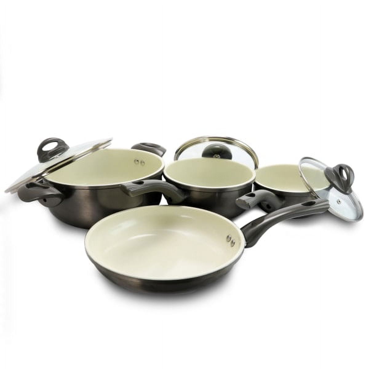 Sunbeam Heston 7-Piece Aluminum Cookware Set, Metallic
