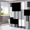 thumbnail image 1 of Cortina de ducha negra, juego de cortinas de ducha modernas, cortinas de ducha en blanco y negro para tela de baño, cortina de ducha gris, cortinas de baño geométricas, cortina de ducha decorativa, 72x72, negro Rojo Verde, 1 of 5