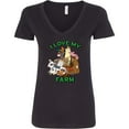 thumbnail image 3 of Inktastic I Love My Farm with Happy Farm Animals Women's V-Neck T-Shirt, 3 of 5