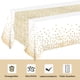 thumbnail image 3 of Mantel desechable, [paquete de 4] manteles de cumpleaños impermeables, mantel rectangular adecuado para fiestas, cumpleaños infantiles, bodas, Navidad, 137 x 274 cm, blanco y dorado, 3 of 7
