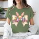 thumbnail image 5 of Camiseta de Cuello Redondo de Manga Corta de la Mujer, Top de Moda para Invierno Y Primavera Impresa de Navidad Casual 3/4, 5 of 7