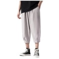 thumbnail image 3 of Ymyiu Beach Capri for Men Men's 3/4 Capri Joggers Running Athletic Gym Workout Long Shorts Below Knee Pants with Pockets Size XL(Grey, XL), 3 of 6