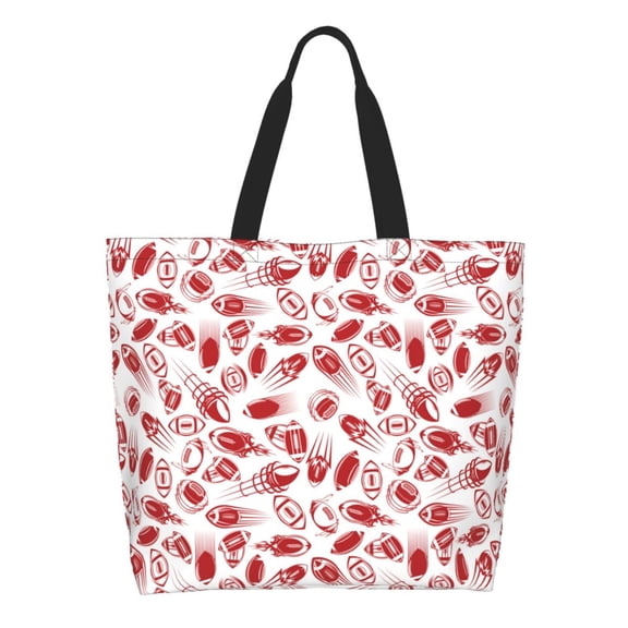 Rateoe Red Football Tote Bag - Waterproof Lightweight Handbags Travel Shoulder Bag for Hiking Yoga Gym Swimming Travel Beach