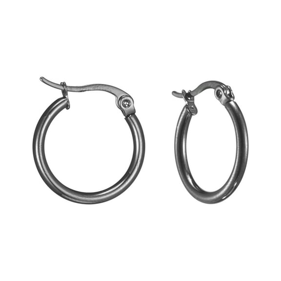 10Pair 304 Stainless Steel Hoop Earrings Hypoallergenic Earrings Ring Shape Gunmetal 12 Gauge 19~21x2mm Pin: 0.7~1.3x0.68mm