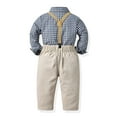 thumbnail image 3 of WOYY Toddler Boys Suit Long Sleeve Plaid Dress Shirt Suspender Pants Outfits, Sizes 2-3T, 3 of 7