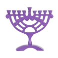 thumbnail image 4 of Ner Mitzvah, 6" Standard Size, Colored Rounded Hannukah Candle Menorah - Purple Color, 4 of 4