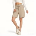 thumbnail image 2 of Athletic Shorts Womens Jogger Sweat Summer Loose Drawstring Bermuda Shorts with Pockets Khaki L, 2 of 4