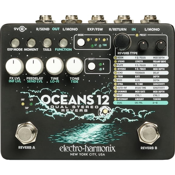 Electro-Harmonix Oceans 12 Dual Stereo Reverb Pedal