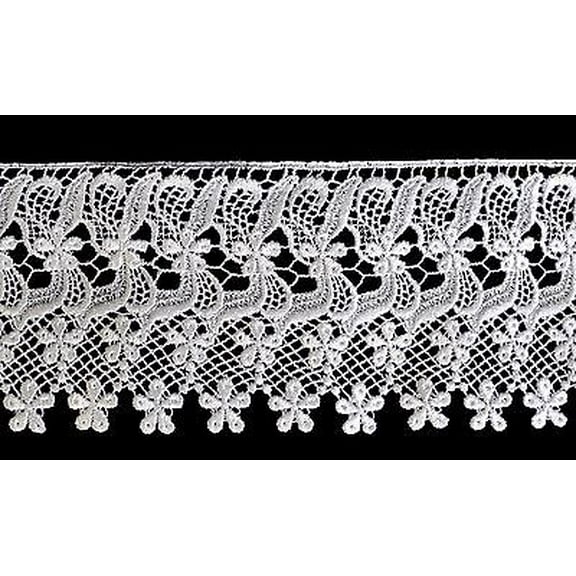 Lily 3.5" White Elegant Floral Guipure Venice Lace Trim DIY Sewing craft by Yard