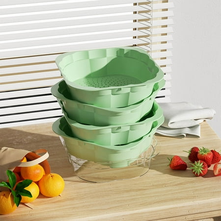 

Matoen Multifunctional Kitchen Colander Stackable Drainage Basket for Vegetable Preparation & Washing Green 5Pcs