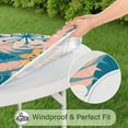 thumbnail image 5 of Round Tablecloth with Elastic Edge, Waterproof Vinyl Featuring Tropical Floral and Hawaiian Hibiscus Prints, Backed Non-Slip Table Cover Fits 44-50 Inch Round Tables, 5 of 7