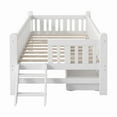 thumbnail image 2 of Bellemave Twin Size Bed with Guardrail and Storage, Wood Platform Bed Frame with 2 Drawers, Twin Daybed Frame with Fence for Bedroom,Guest Room (White), 2 of 8