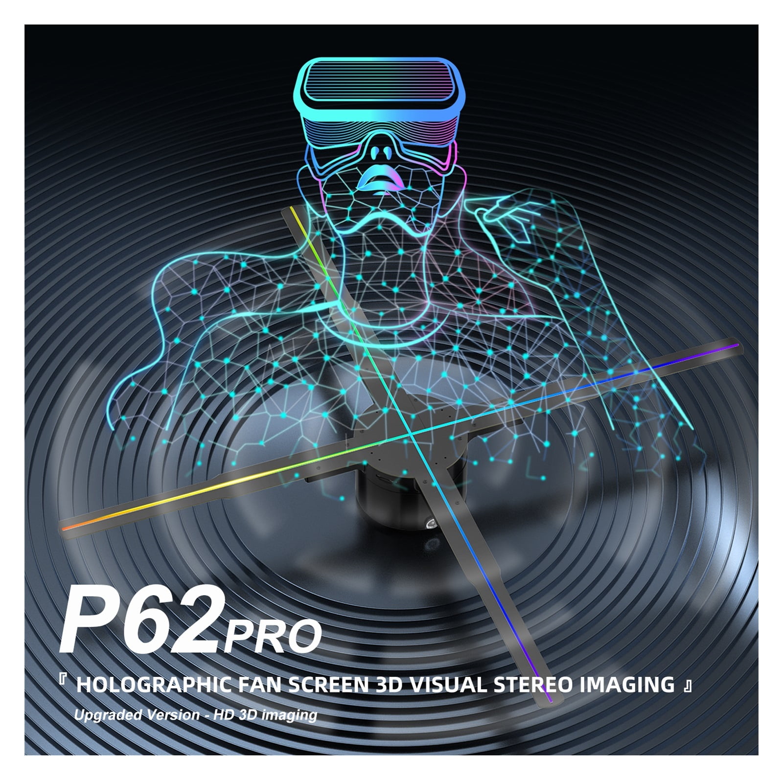 P62 3D Hologram Projector Fan Remote Wifi Control Commercial Advertising Display Lights Projector Logo Picture For Commercial Ad Festivals ,Versatile And Practical