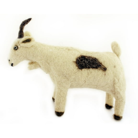 De Kulture Works Wool Felt Goat Eco Friendly Needle Felted Christmas Xmas Tree Decoration Stuffed Ornament, 8x3x4 LWH inches