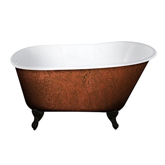 Cambridge Plumbing SWED54-NH-ORB-CB 54 x 30 in. Cast Iron Clawfoot Bathtub Faux Copper Bronze Finish On Exterior with No Faucet Drillings & Oil Rubbed Bronze Feet